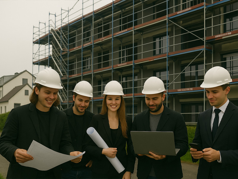 Team vor Bauprojekt