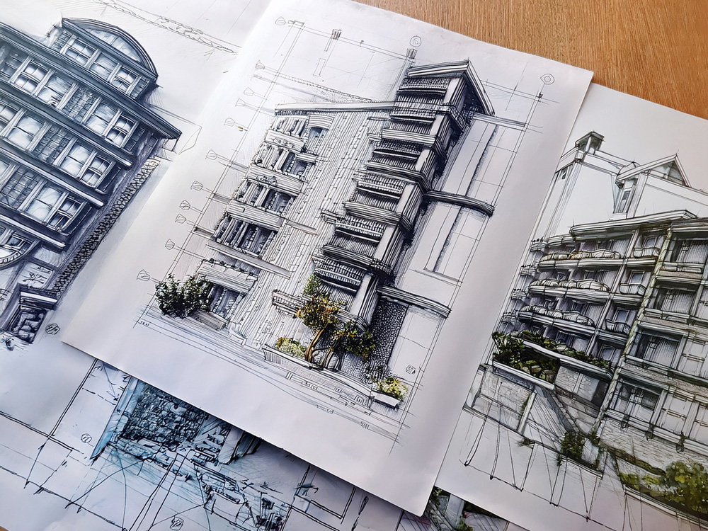 Architekturzeichnung für moderne Bauplanung